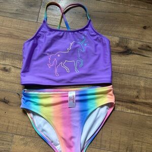 Girls unicorn tankini two piece size 14